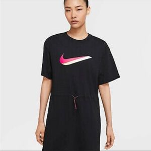 NIKE WOMEN SPORTSWEAR ICON CLASH TUNIC T-SHIRTS DRESS 100% COTTON Black size M
